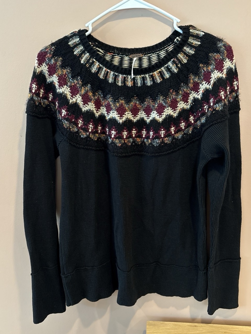 Free people Black Fair Isle Yoke Sweater - Women